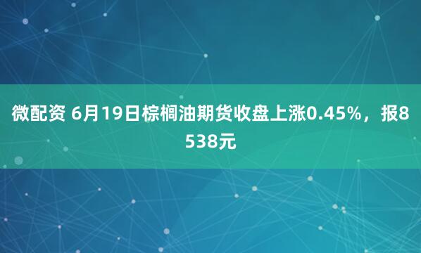 微配资 6月19日棕榈油期货收盘上涨0.45%，报8538元